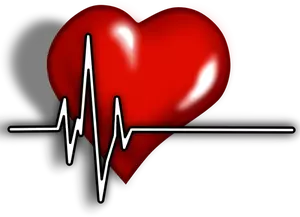 Un coeur avec illustration vectorielle complexe ECG