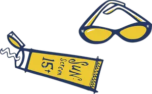 Tabir surya dan kacamata vektor ilustrasi