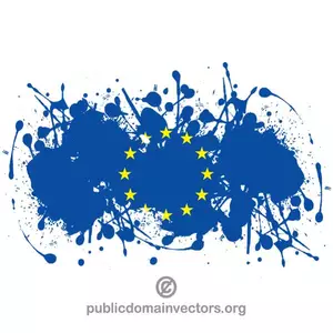 Inkt spetter met de vlag van de EU
