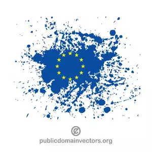 Flaga Unii Europejskiej w odprysków farby