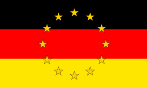 Tysk flagg färger med EU stjärnor i illustration