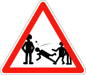 Imagem vetorial de violência escolar, estrada, sinal de aviso