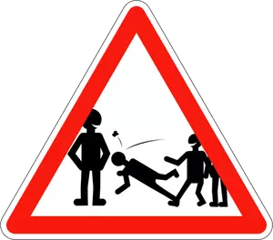 Vector afbeelding van school geweld waarschuwing verkeersbord