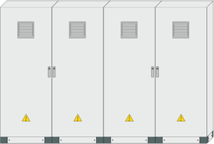 Electrical closets with warning signs on them vector illustration