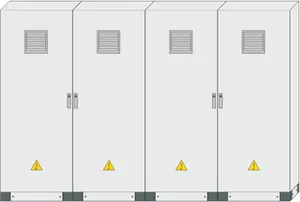 Electrical closets with warning signs on them vector illustration