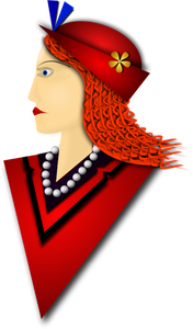Vektör zarif kadının kırmızı şapka ile çizim
