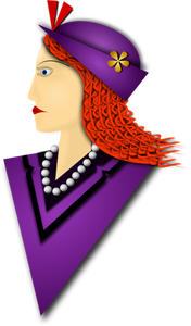 Mor şapkalı şık kadın vektör çizim