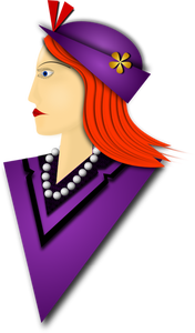 Vektorikuva tyylikkäästä naisesta, jolla on violetti hattu