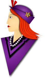 Gambar vektor elegan wanita dengan topi ungu