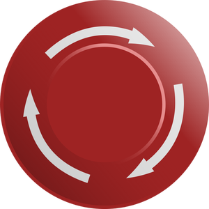 Grafica del pulsante di stop rosso con tre frecce