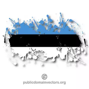 Bandera de Estonia en salpicaduras de tinta