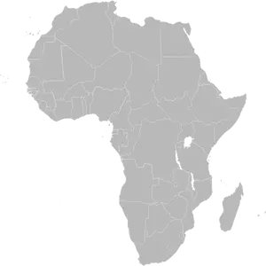 Map of Africa showing Ethiopia vector graphics