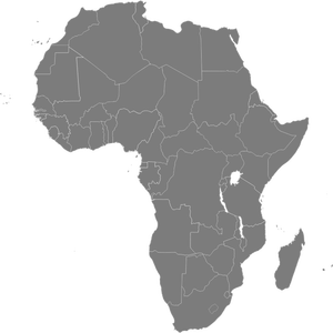 Kaart van Afrika met Ethiopië gemarkeerde vector afbeelding