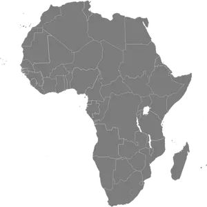Kart over Afrika med Etiopia uthevet vektor image