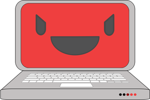 Simbolo di computer portatile con un sorriso sullo schermo