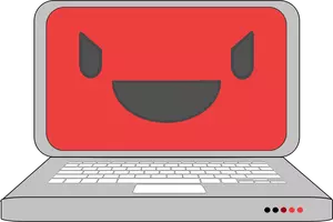 Symbole d'ordinateur portable avec un sourire à l'écran