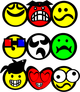 Tres sets de emoticons comunes