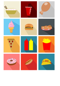 Immagine vettoriale icone di fast food