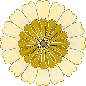 Vector drawing of round yellow and gold flower
