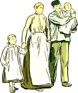 Image vectorielle du signe de famille blanc jaune, bleu, vert et rouge