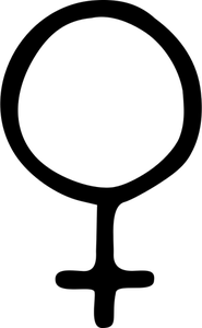 Immagine vettoriale del simbolo femmina in bianco e nero