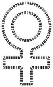 Женский символ и клавиши пианино