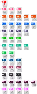 Ícones de vetor de cor Retangular de extensão do arquivo