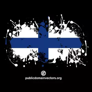 Bandeira da Finlândia em fundo preto