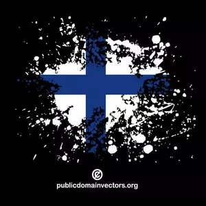 Bandera de Finlandia en salpicaduras de tinta