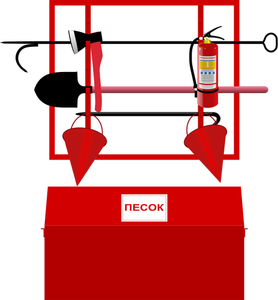 Brandbestrijding apparatuur stand vector tekening
