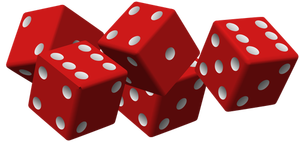 Five red dice