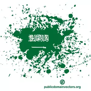 Bandera de Arabia Saudita en tinta salpicaduras de forma