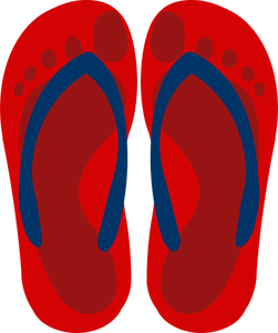 Flip flops with feet imprint vector clip art