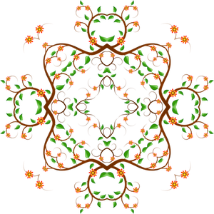 Clip-art de projeto de árvore floral quadrada vector