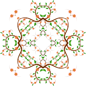 Vector illustraties van bloemen boom vierkant-vormige ontwerp