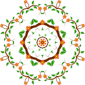 Runda formade färg blomma träd design illustration