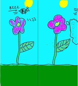 Dibujo de abeja y flores