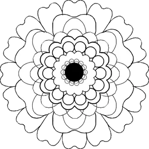 Image clipart vectoriel fleur noir et blanc en fleurs