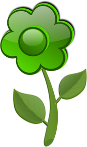 Lustre brillante verde, flor de dibujo vectorial de vástago