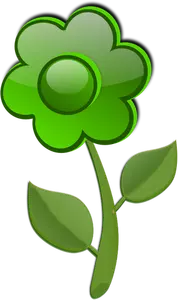 Połysk jasny zielony kwiat na rysunek wektor łodyga