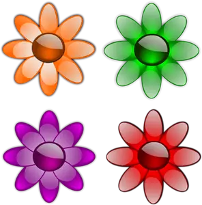 Vier geometrische bloemen vectorafbeeldingen