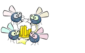 Flies drinking beer vector illustration