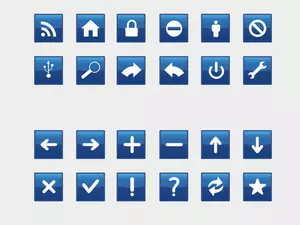 Illustrazione vettoriale di selezione di icone computer blu,