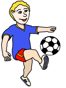 Chlapec hraje fotbal vektorový obrázek