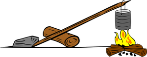 Wooden cooking crane vector drawing