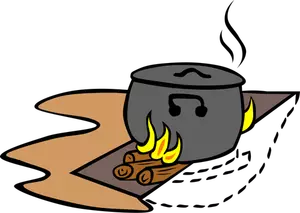 Camp cooking trench vector image