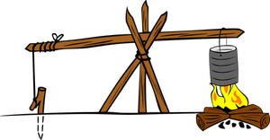 Camp cooking crane vector drawing