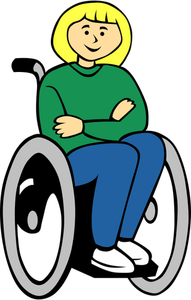 Chica en imagen vectorial de silla de ruedas