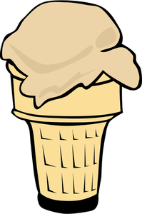 Color vector illustration of ice cream in a half-cone