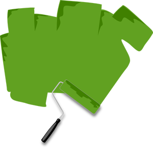 Rullo di vernice con immagine vettoriale di vernice verde